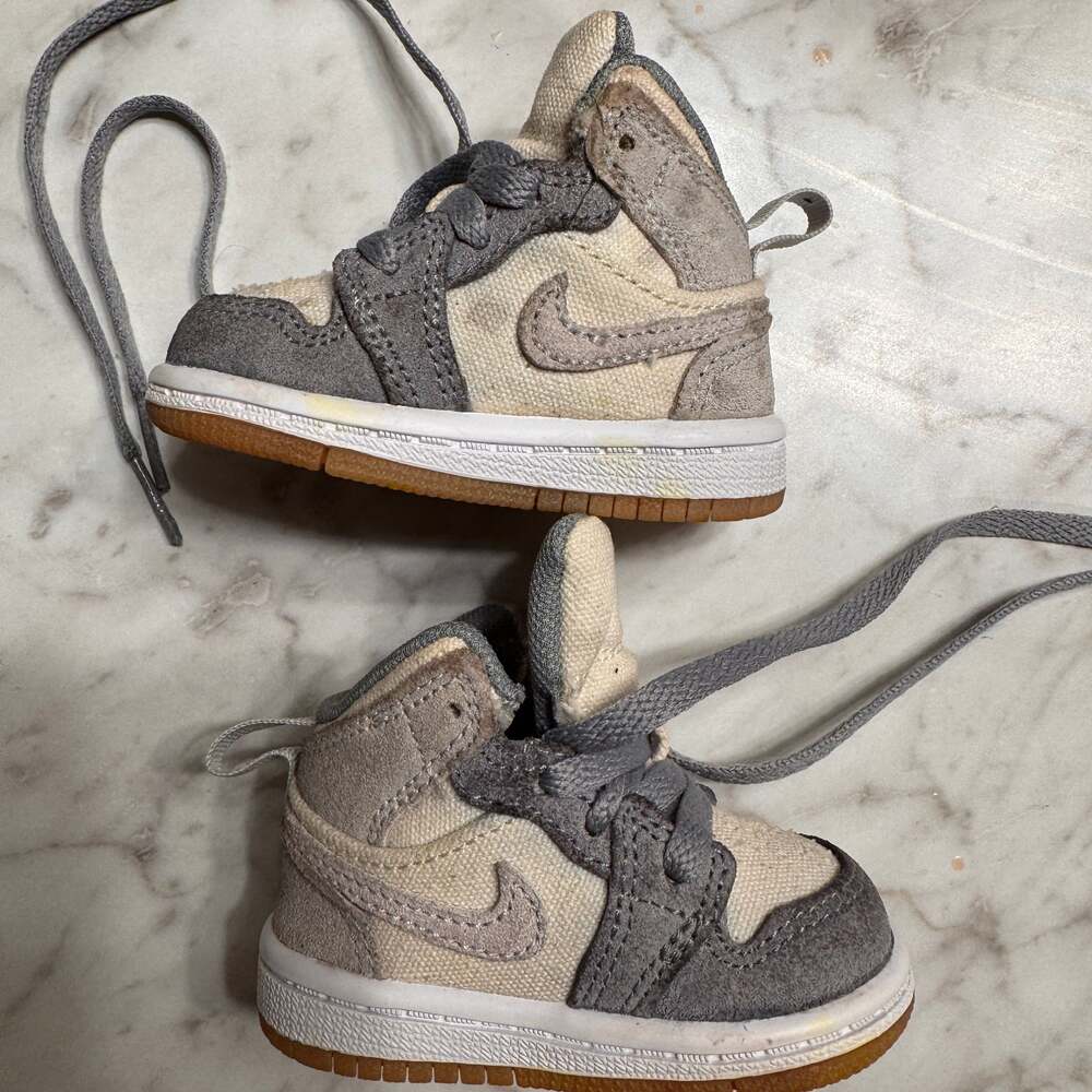 Nike Air Jordan 1 Mid Se (Td) Coconut Milk-Grey Sz 2c [DN4344-100]